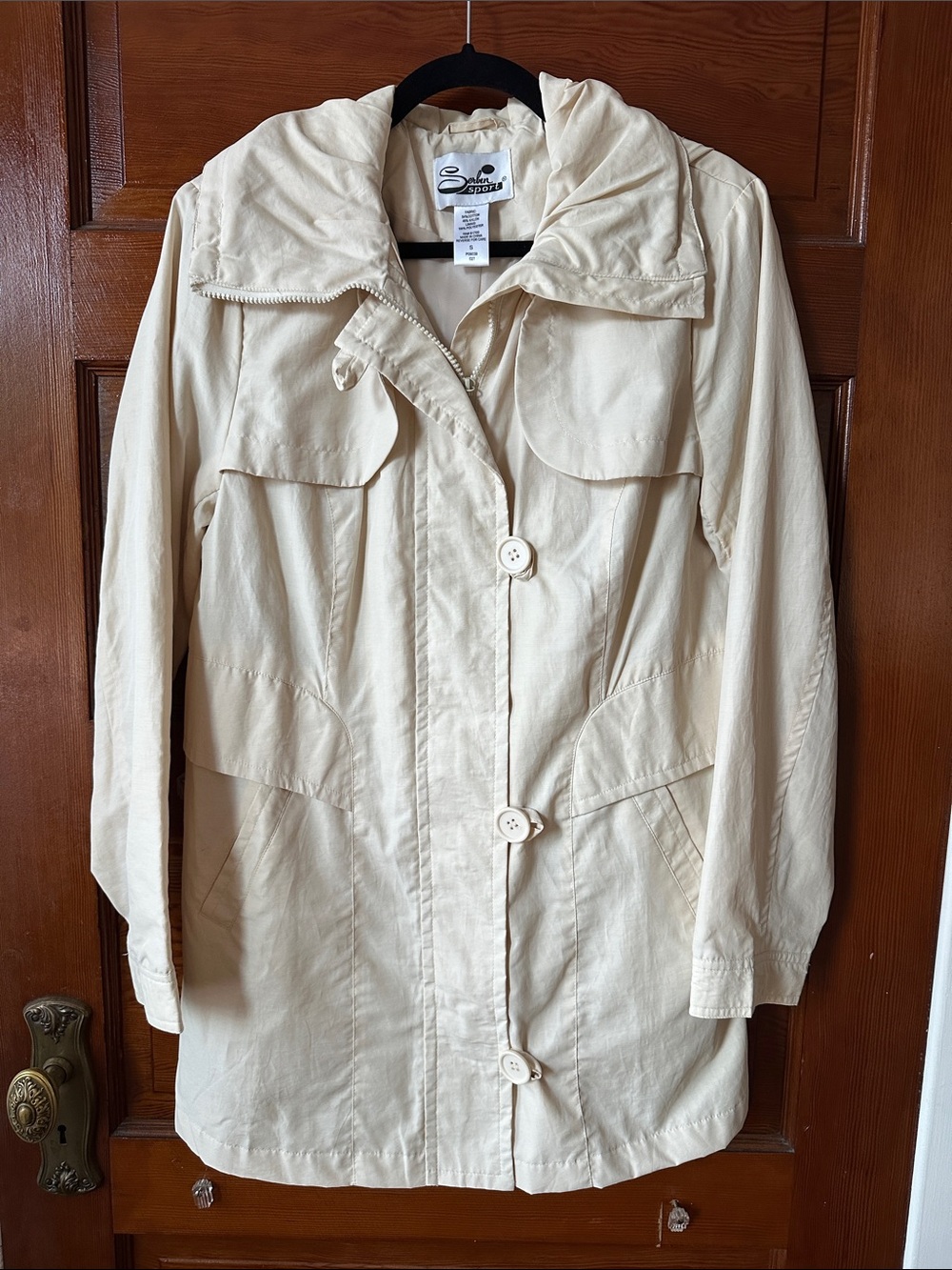 Vintage Serbin Sport Cream Hooded Jacket - Lightweight